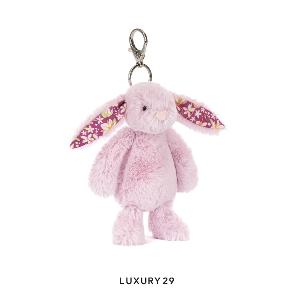 JellyCat Thistlepop Blossom Bunny Bag Charm(Small, Pink)