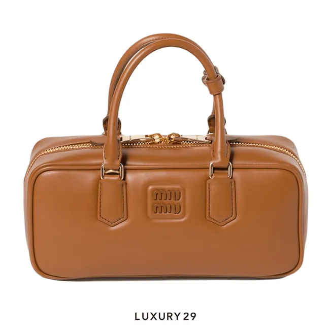 Miu Miu Arcadie Leather Bag Cognac M Wide