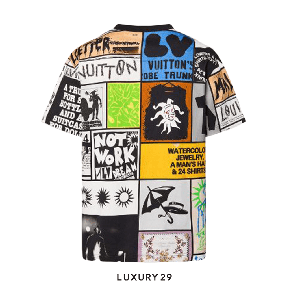 Louis Vuitton LV Printed Cotton T-Shirt(M, Black)