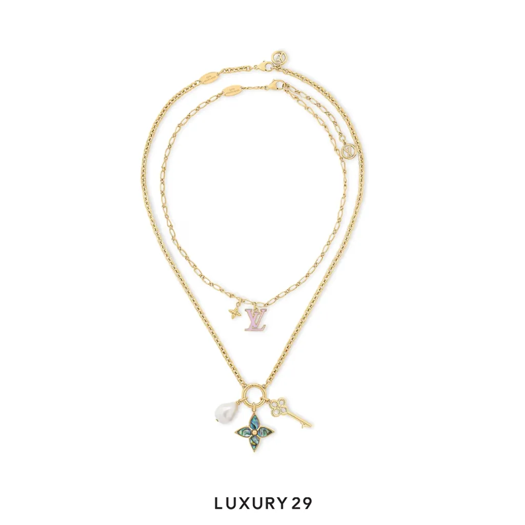 送料込◆希少品♪【LOUIS VUITTON】LV Layer Necklace Gold Louis Vuitton LV Layer Necklace Gold