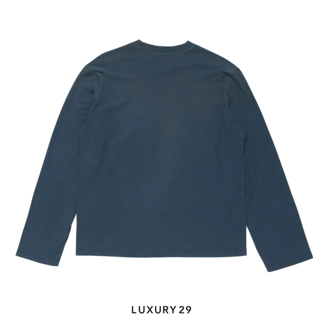 Acne Studios Sprayed 1996 logo t-shirt L/S Deep Blue(L/M, Blue)