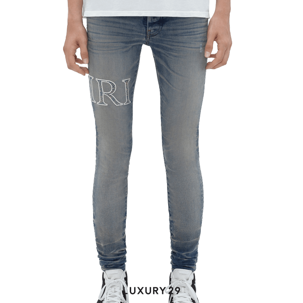 Amiri CORE LOGO BANDANA JACQUARD JEAN Vintage Indigo(M, Blue)