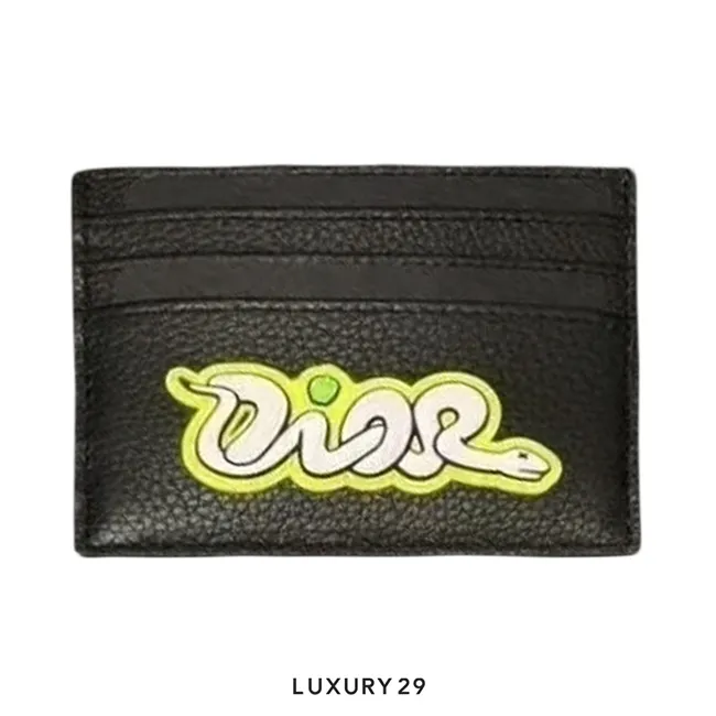 Dior and Kaws Vertical Bifold Card Holder Yellow/Black