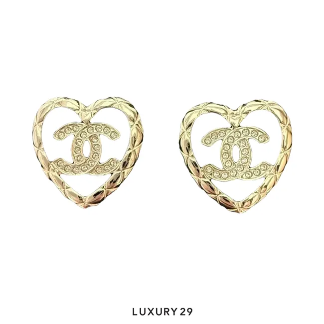 Chanel Heart-Shaped Openwork Earrings