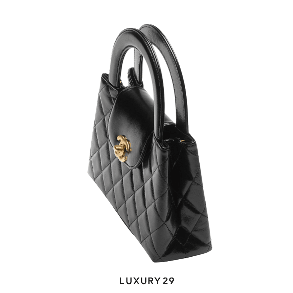 Chanel MICRO SHOPPING BAG Shiny Aged Calfskin & Gold-Tone Metal Black(Mini, Black)
