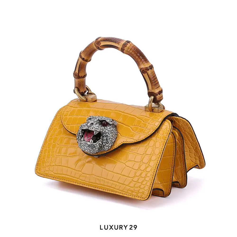 Gucci bag yellow croc panther diamond head(Mini, Yellow)