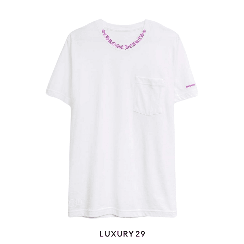 Chrome Hearts Neck Logo T-Shirt White / Purple(XL, White)