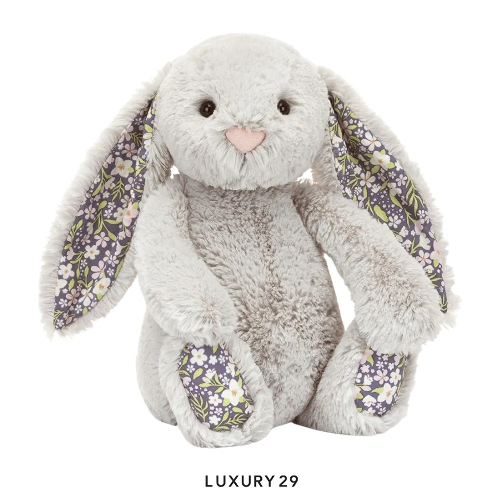 JellyCat Blossom Silver Bunny Bloom Small Grey(Small, Grey)