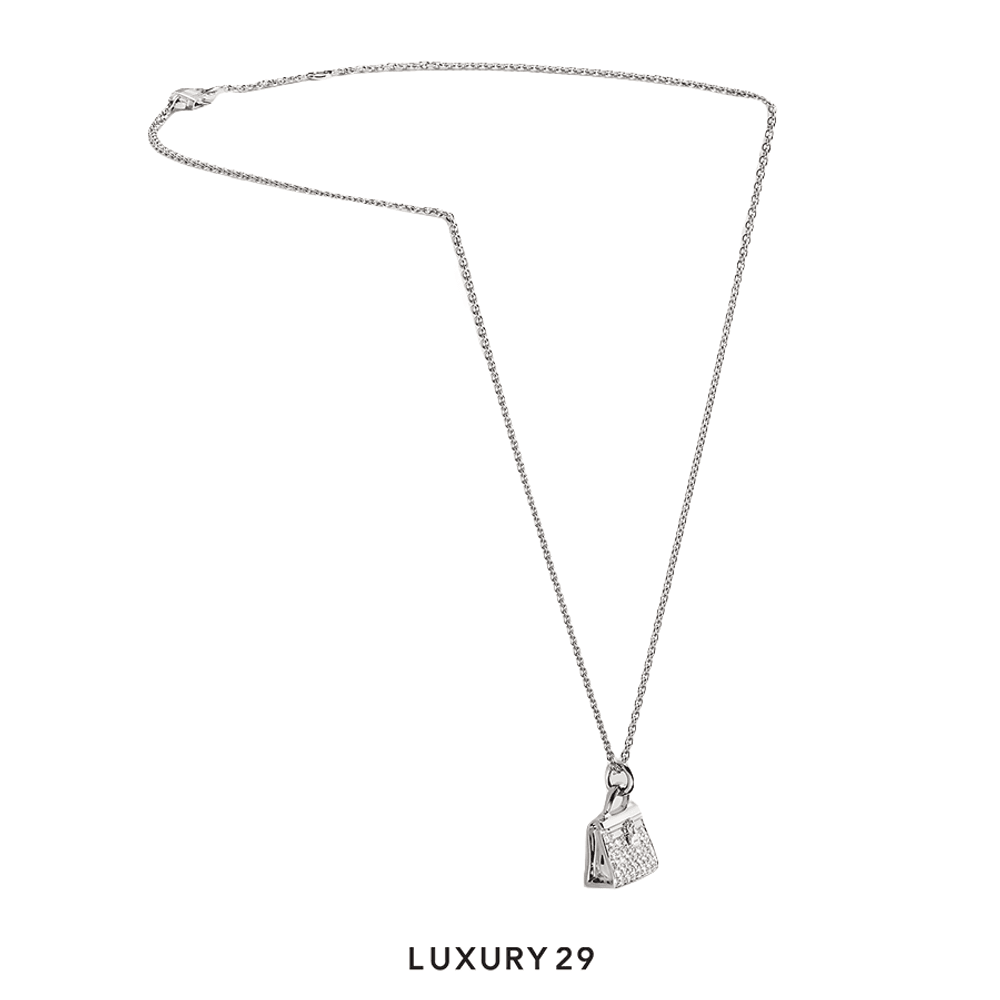 Hermes Amulettes Kelly pendant White gold(Free Size, Silver)