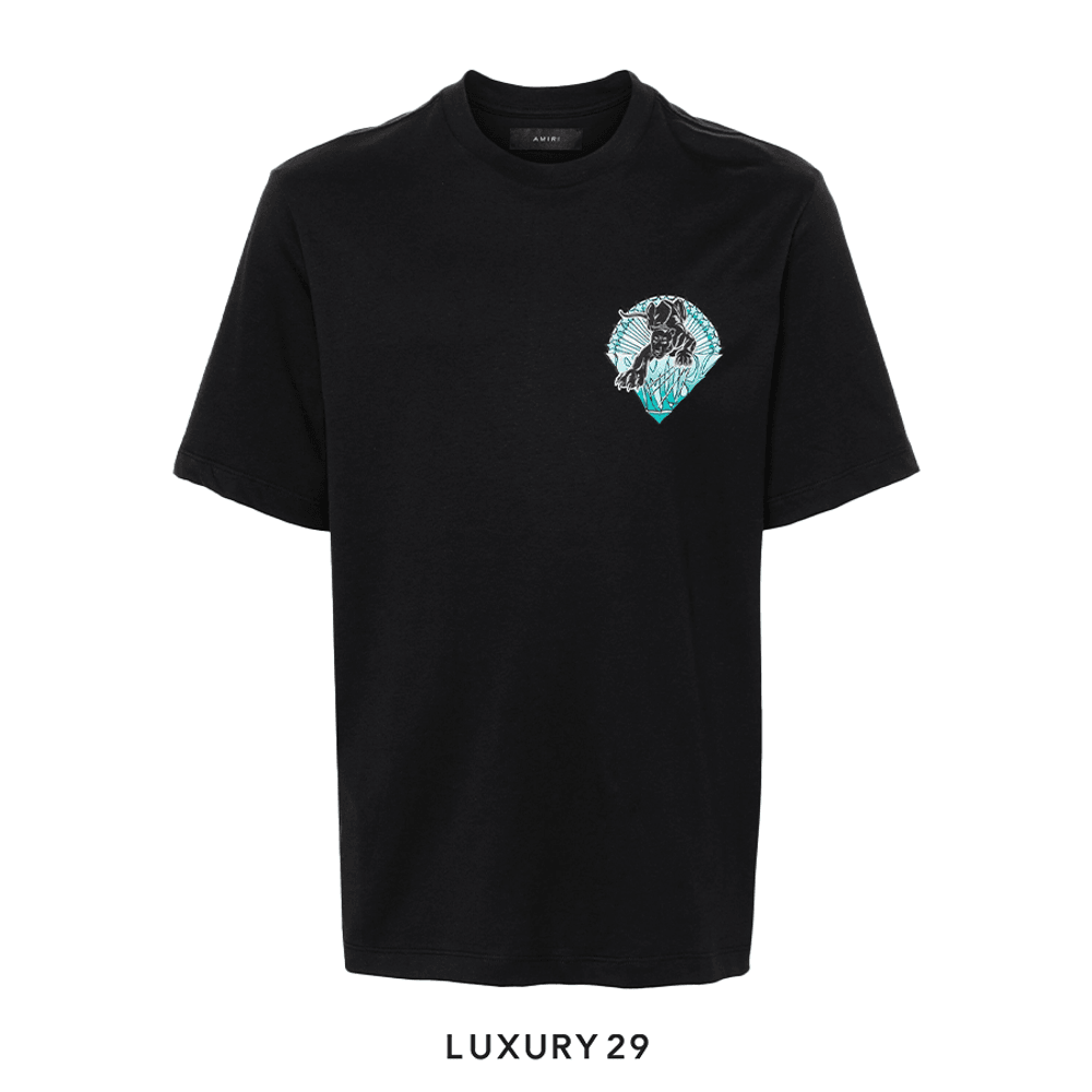 AMIRI Panther-Print Cotton T-Shirt Black(M, Black)