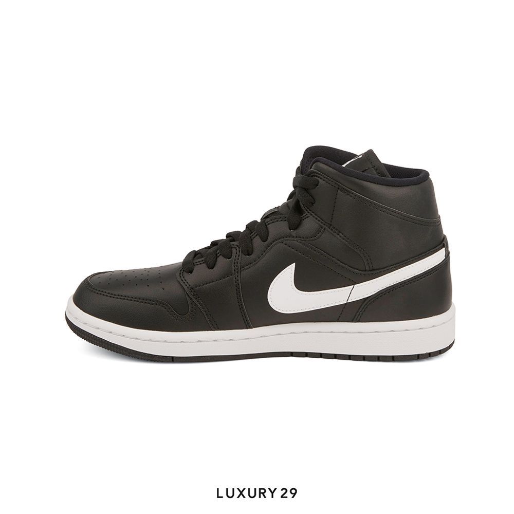 Nike Jordan 1 Mid Black White (Women's)(W)(40, Black)