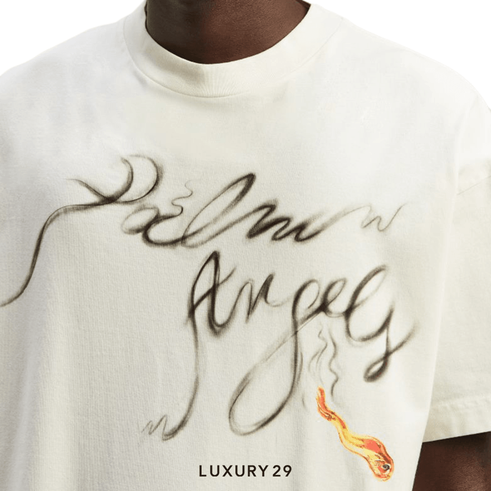 Palm Angels FOGGY PA T-SHIRT OFF WHITE BLACK(M, White)