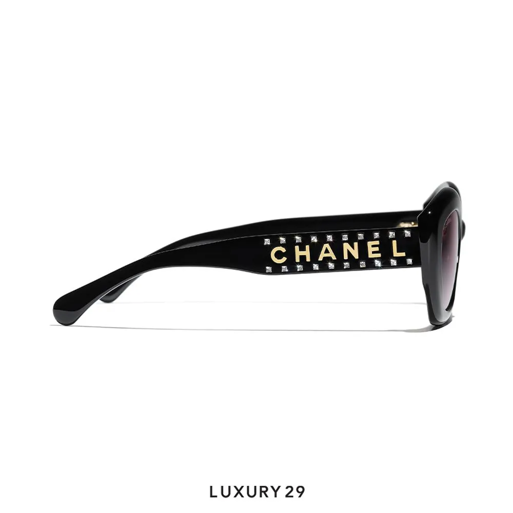 Chanel Square Cat eye sunglasses Pink Lenses(Free Size, Black)