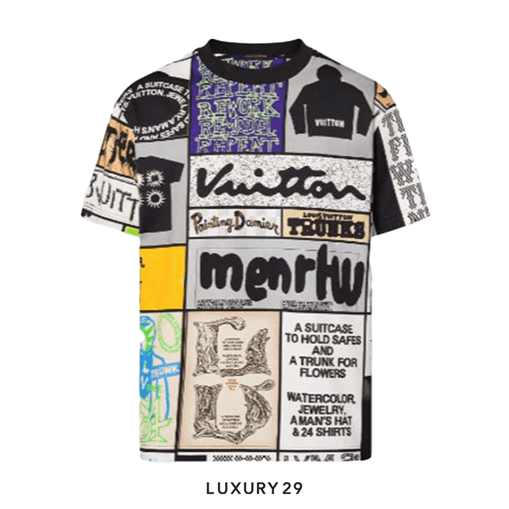 Louis Vuitton LV Printed Cotton T-Shirt(M, Black)