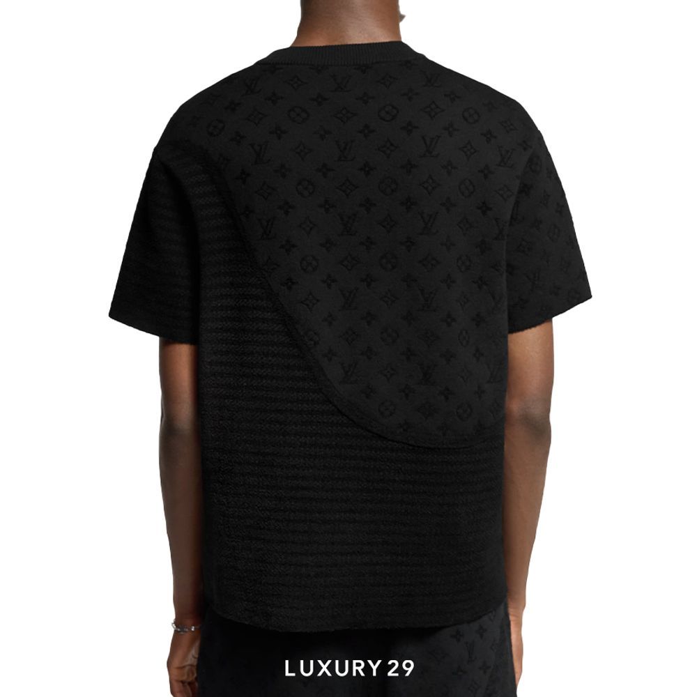 Louis Vuitton LV Graphic Jacquard Short-Sleeved Crewneck Black(S, Black)