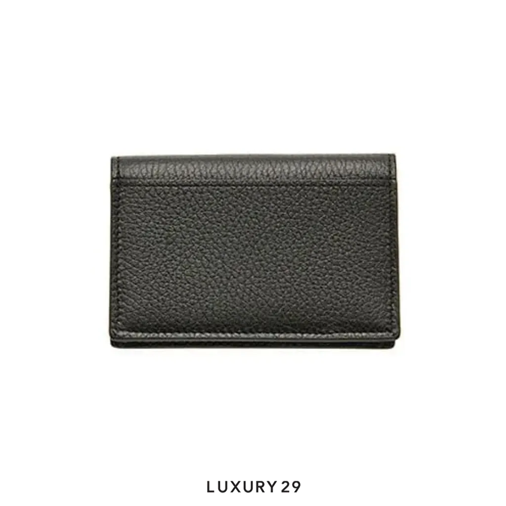 Chanel flap card holder featuring the iconic gold-tone CC logo grained calfskin Black(Small, Black)