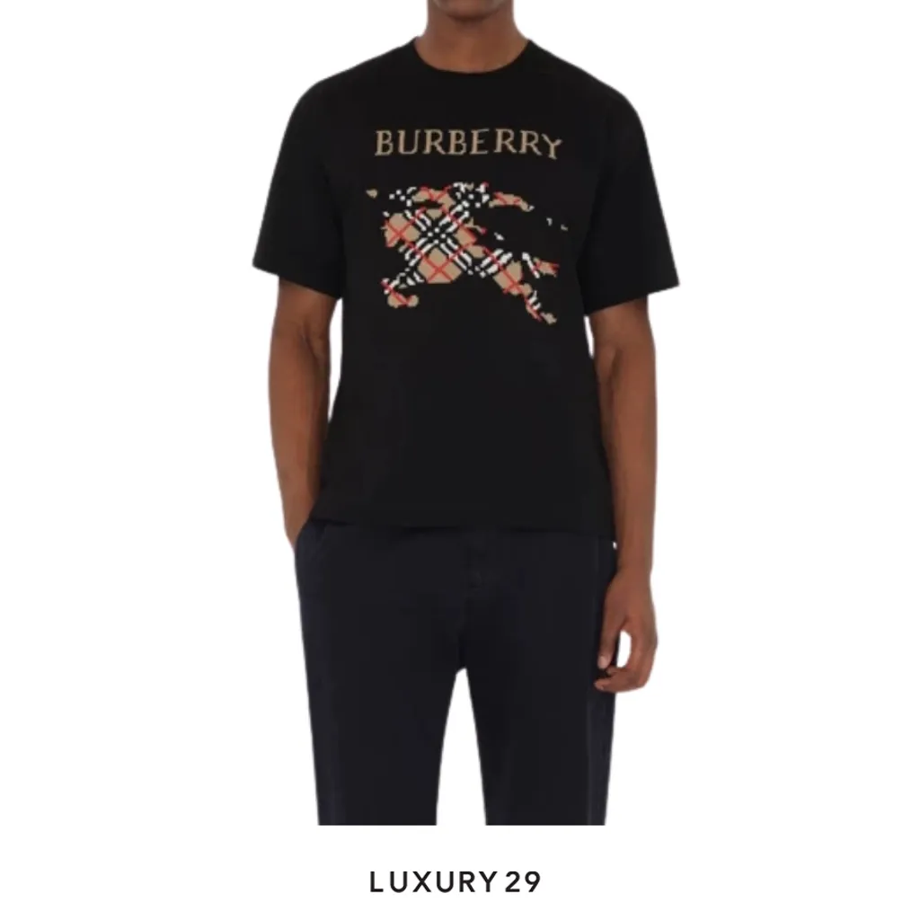 Burberry Cross Stitch EKD? Cotton T-shirt Black(S, Black)