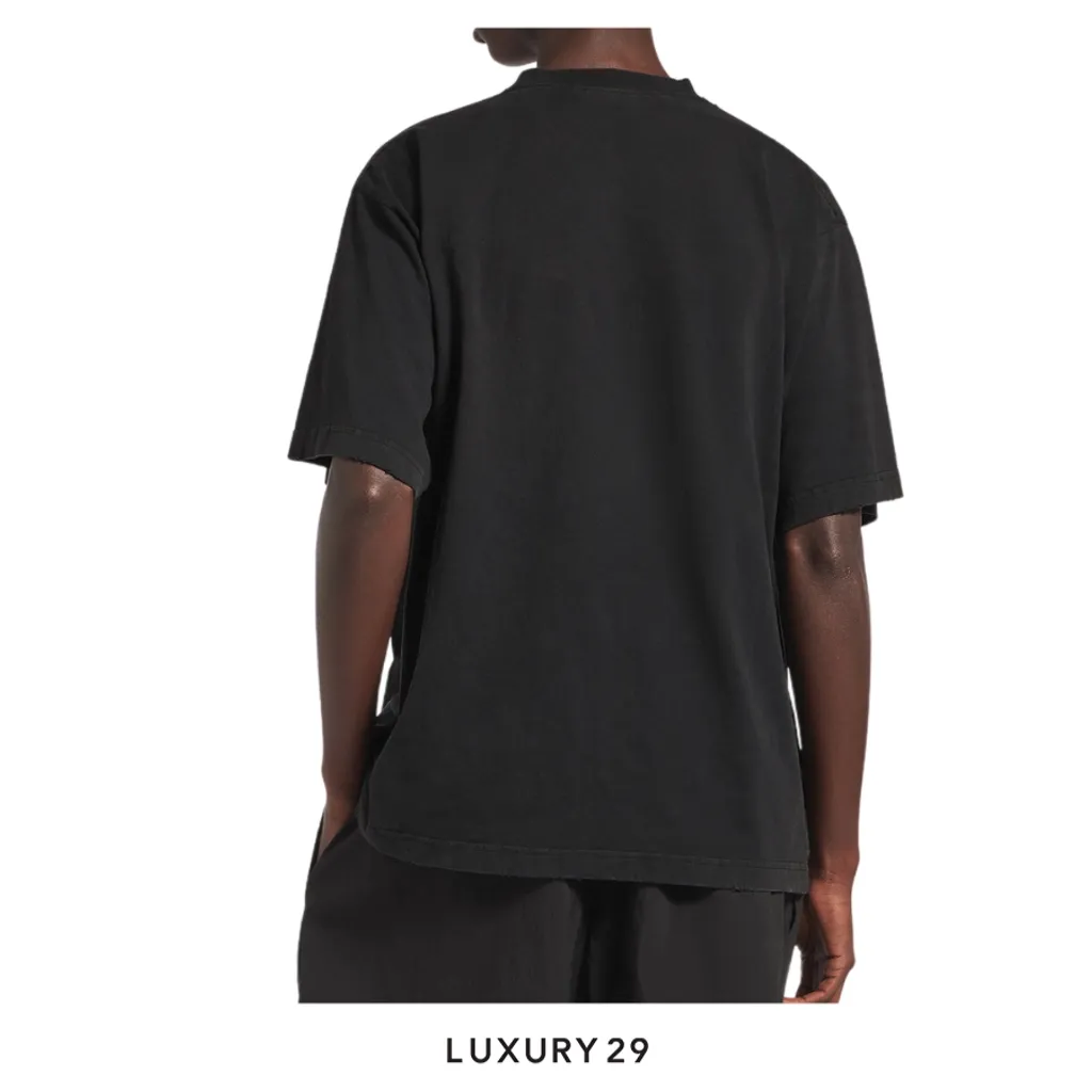 Balenciaga Logo Short Sleeve Crewneck T-Shirt Black(S, Black)