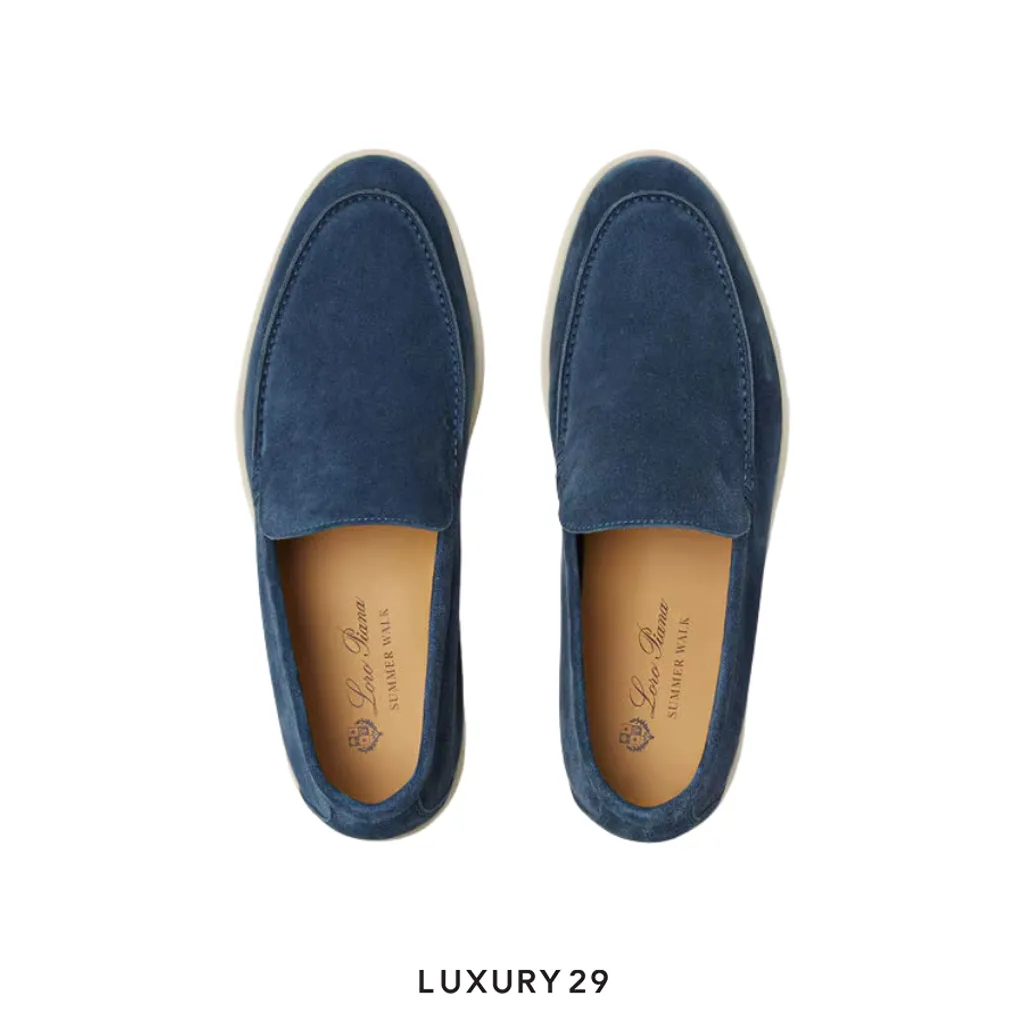 Loro Piana Summer Walk Loafer Suede Black Figs(43, Blue)