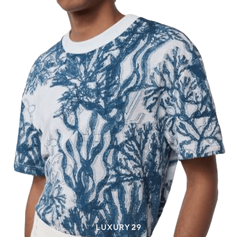 Louis Vuitton LV Graphic Cotton Short-Sleeved T-Shirt(S, Blue)