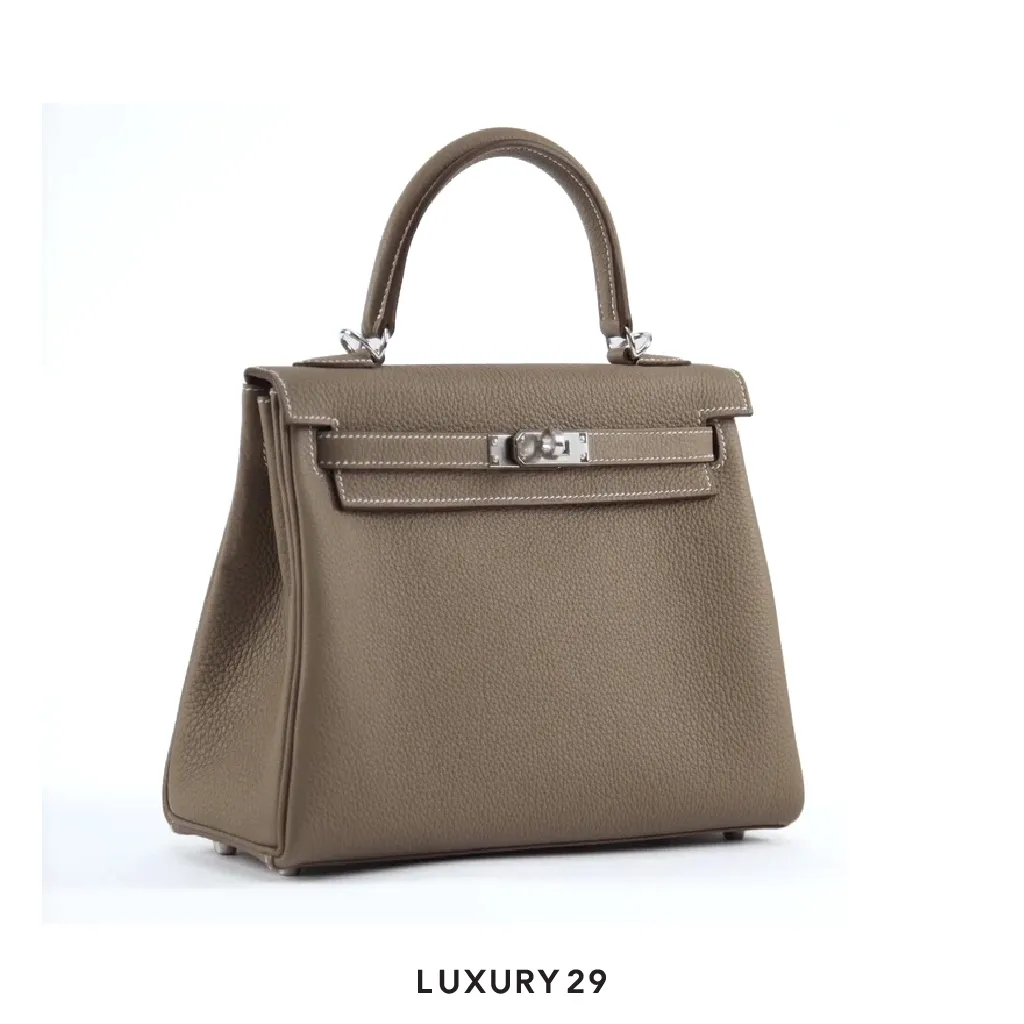 Hermes SAC Kelly II 25 Togo Retourne with palladium hardware Etoupe / K Stamp (2025)(Small, Brown)