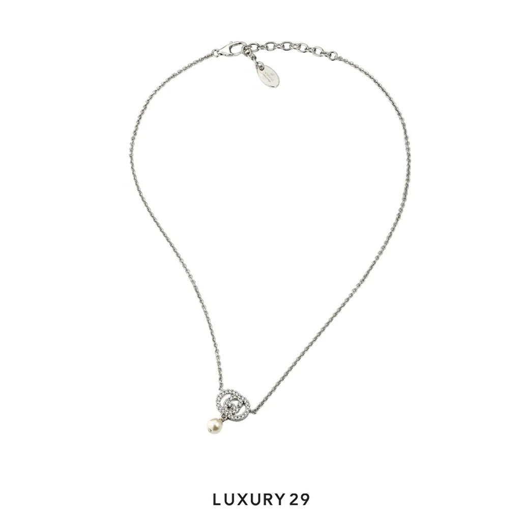 Gucci Crystal and pearl necklace Silver(Free Size, Silver)