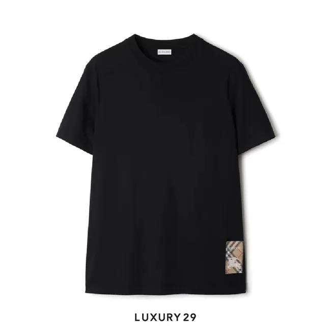 Burberry Check Label Cotton T-shirt Black