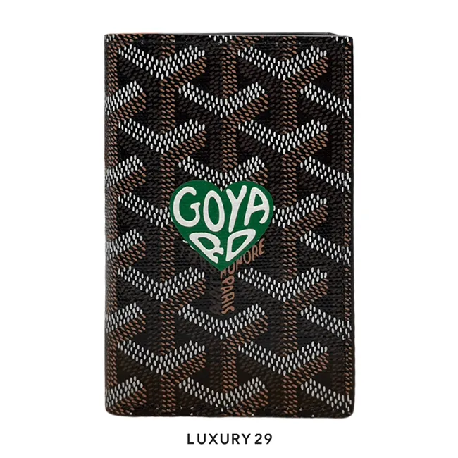 Goyard Saint-Pierre Card Wallet Black Hand-Painted Heart Green