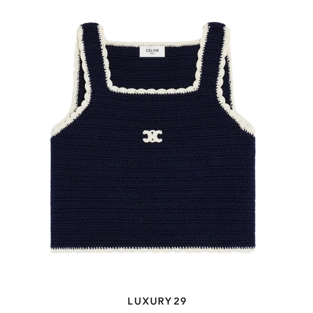 Celine top IN crocheted cotton NAVY/ECRU(S, Blue)