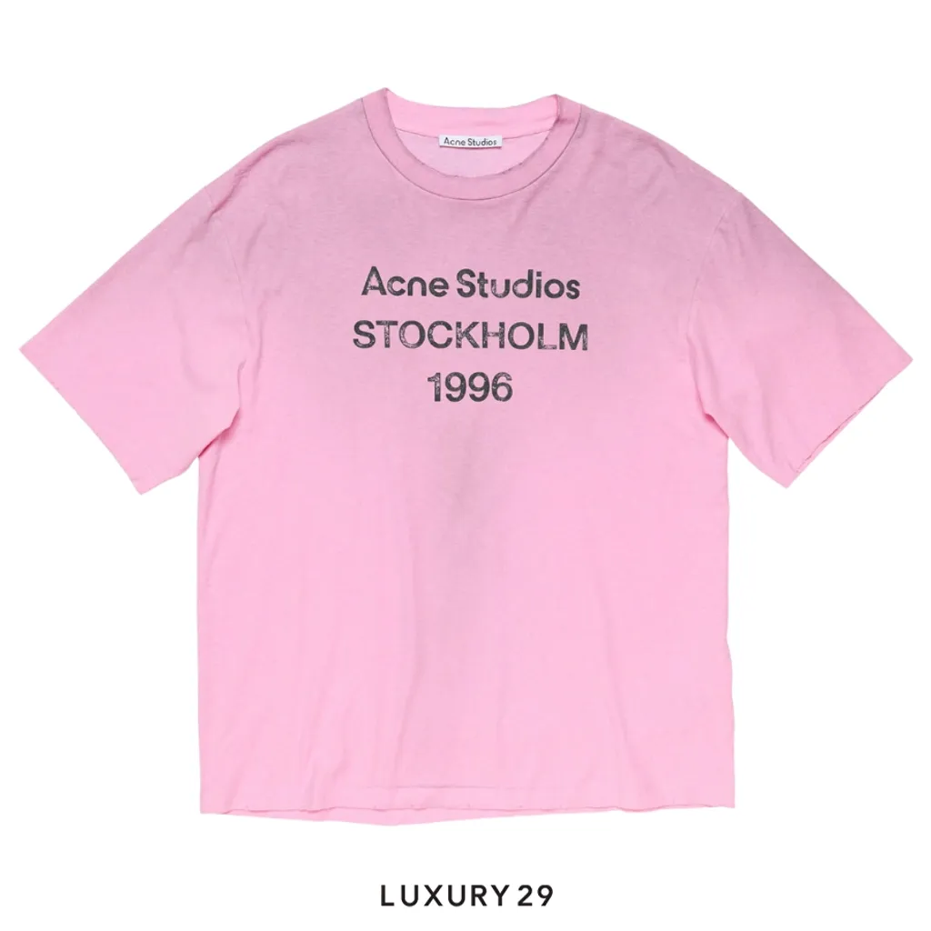 Acne Studios Sprayed logo t-shirt Cotton Candy Pink(M/S, Pink)