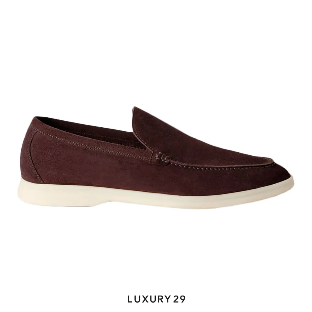 Loro Piana Summer Walk Loafer Suede Calfskin Amarone(42, Brown)
