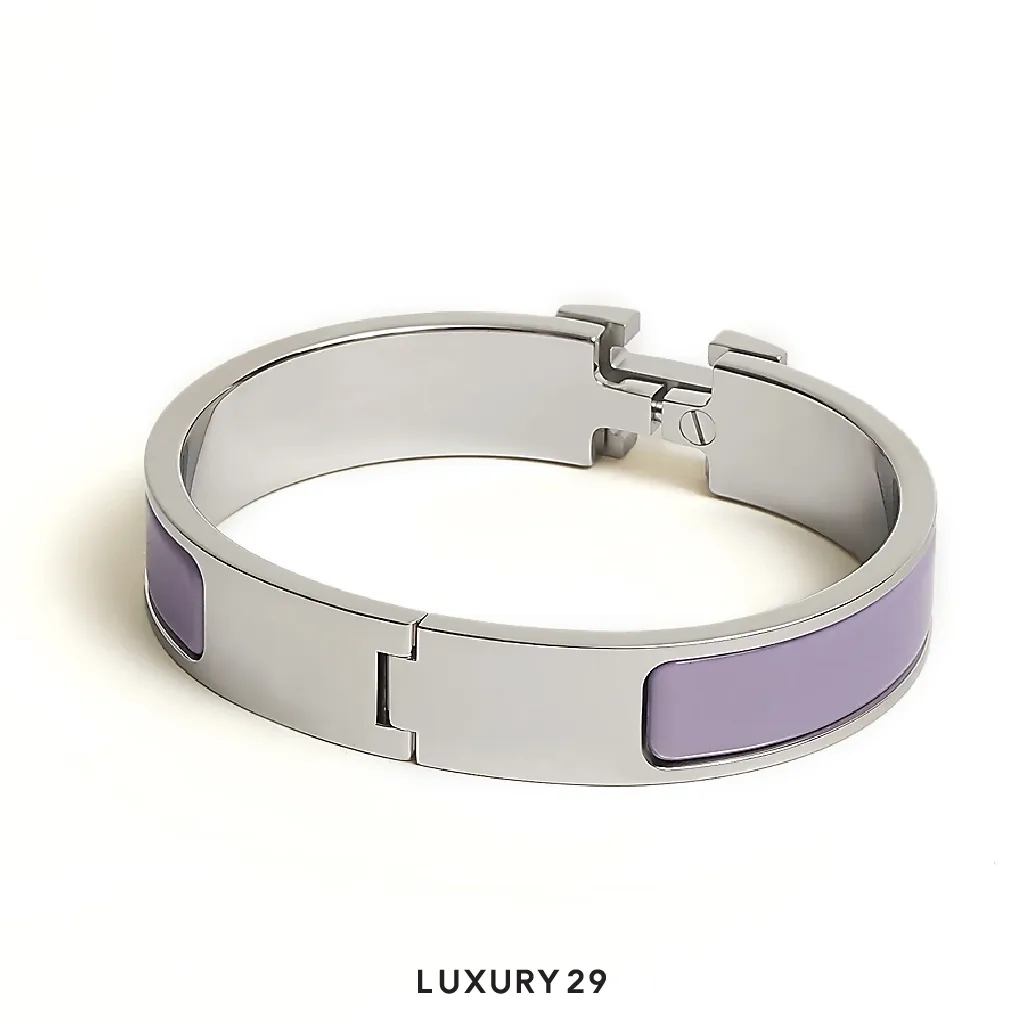 Hermes Clic H Bracelet Silver plated Lilas(Small, Purple)
