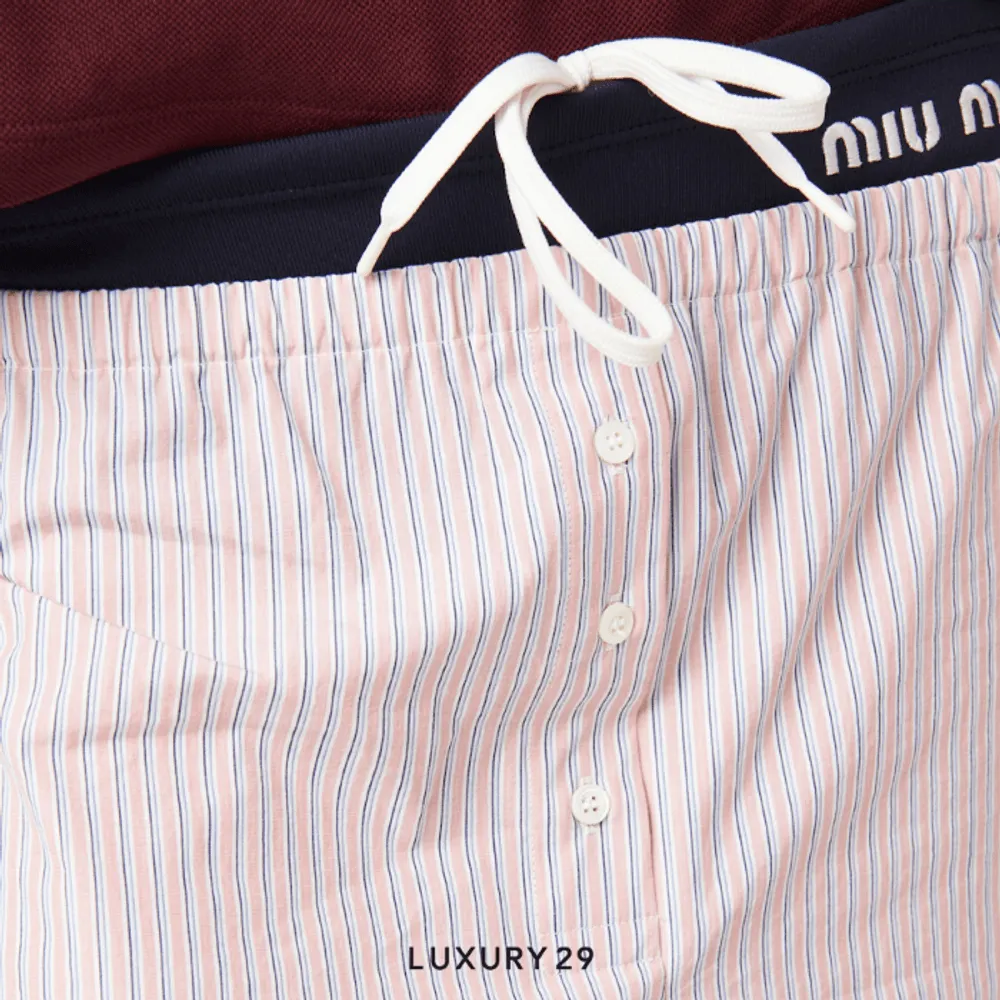 MIU MIU Striped cotton boxers Coral/White
