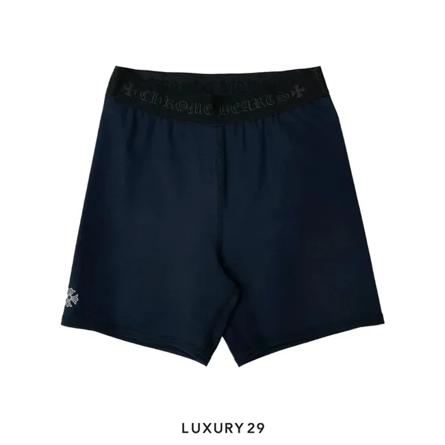 Chrome Hearts Black CH Yoga Wear Sports Shorts Navy Blue