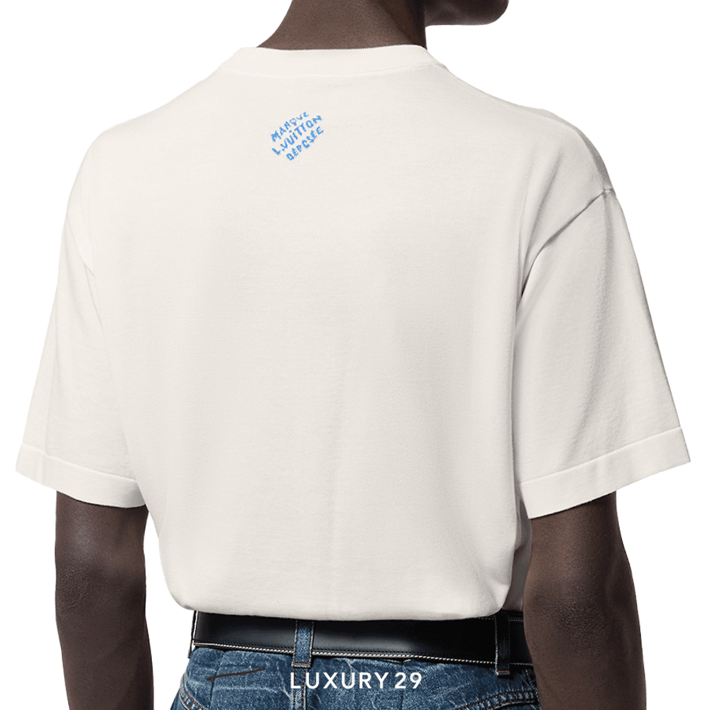Louis Vuitton LV Graphic Short-Sleeved Cotton Crewneck(S, White)