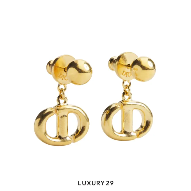 Dior CD Navy Earrings Gold-Finish Metal Gold