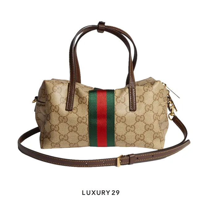 Gucci Mini boston bag with Web Brown