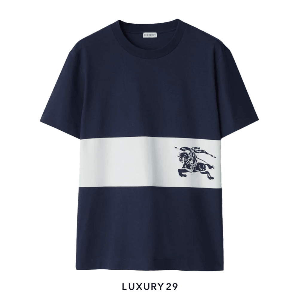 Burberry EKD Stripe Cotton T-shirt Storm(M, Blue)