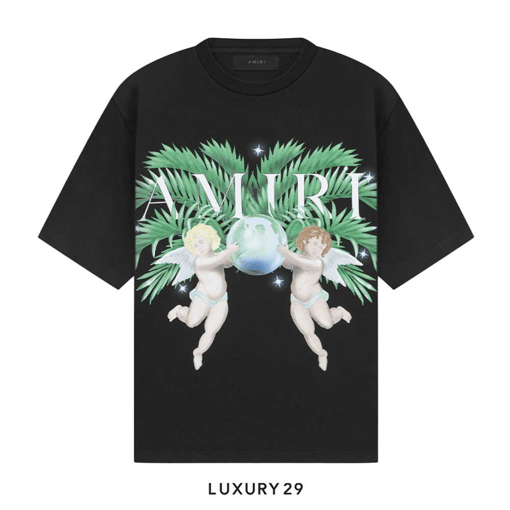 AMIRI Airbrush Cherub Tシャツ 天使モチーフ コットン Amiri Airbrush Cherub Tee 'Black'